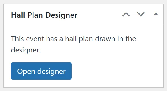 The “Hall Plan Designer” box in the side bar of an event.
